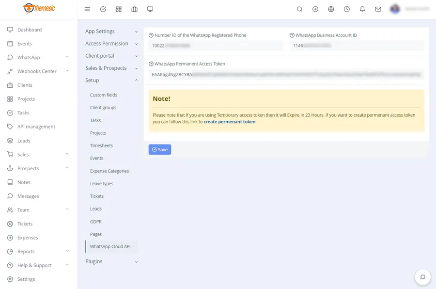 Configuring the WhatsApp Business Platform connection inside RISE CRM Configuring the WhatsApp Business Platform connection inside RISE CRM