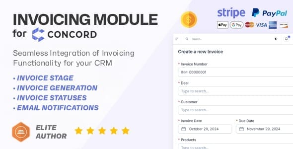 Invoicing & Smart Billing Module for Concord CRM - screenshot