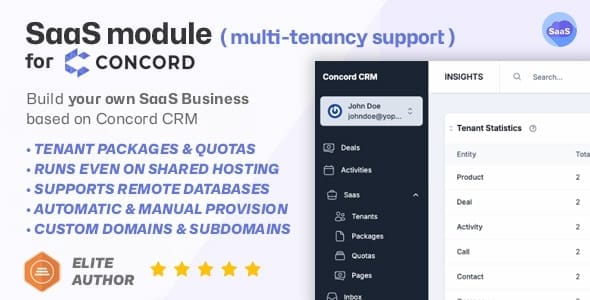 SaaS module for Concord - Concord CRM module